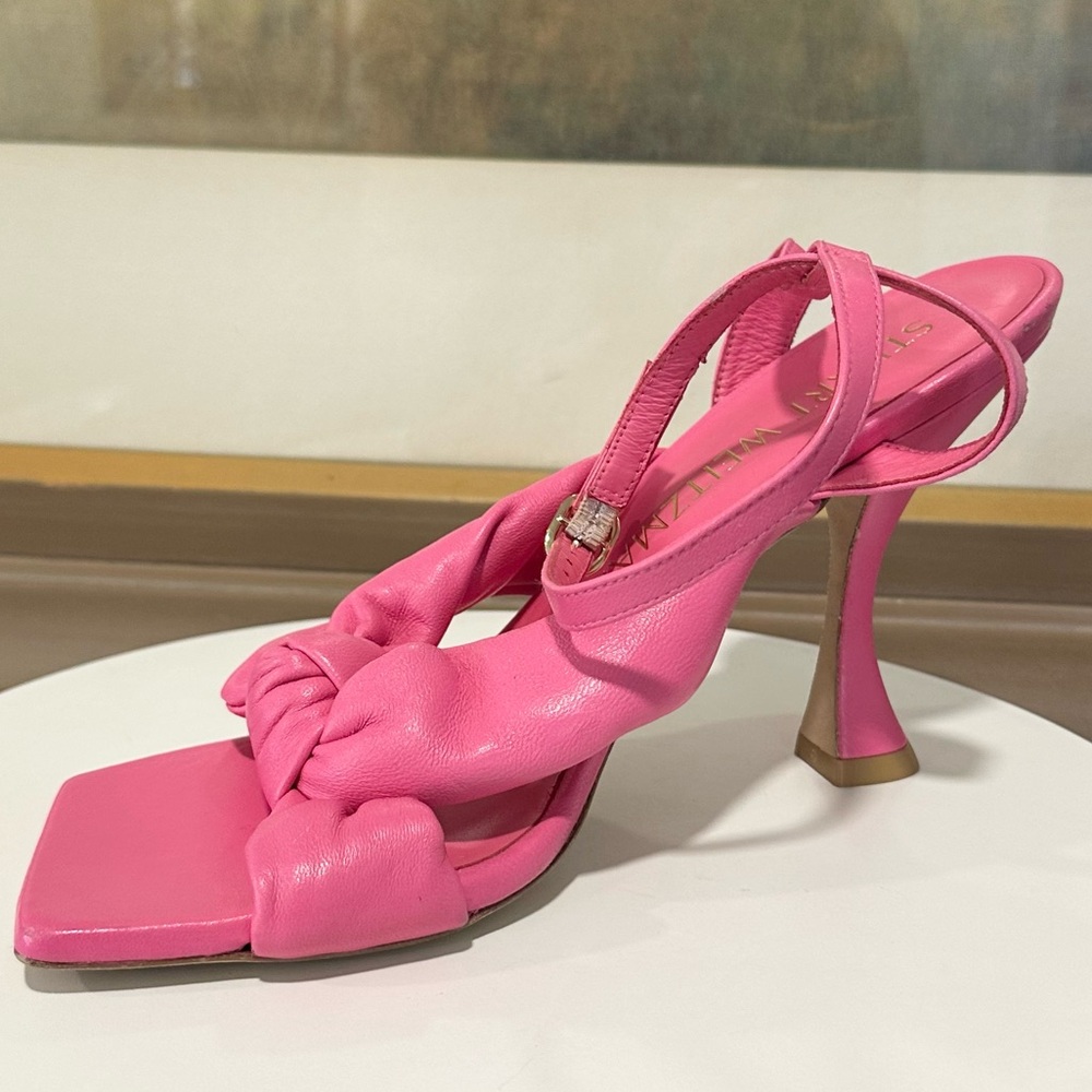 🌹STUART WEITZMAN🌹 Playa Knot Leather Stiletto Sandals Size: 9B - Picture 4 of 13
